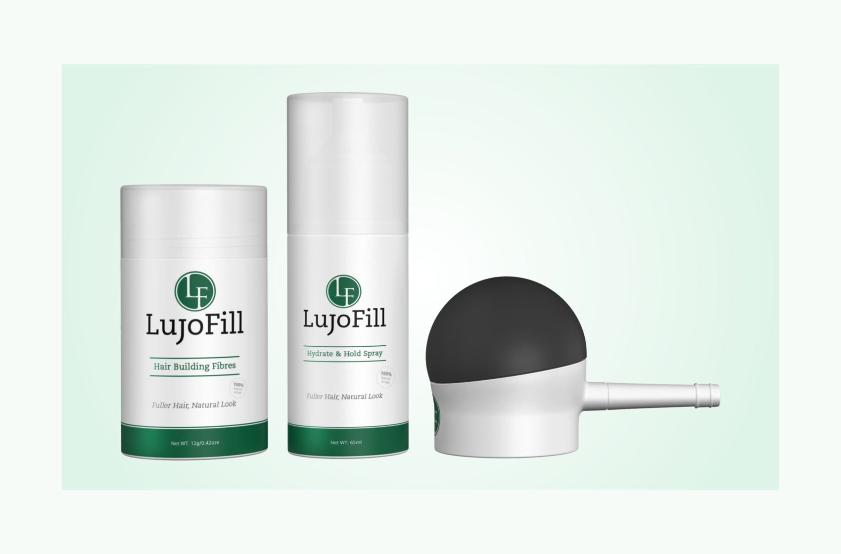 LujoFill Hair Fibres full kit with spray and applicator