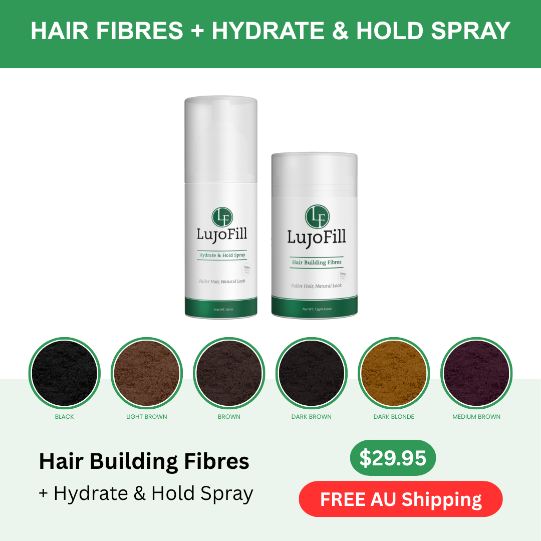 LujoFill Hair Fibres + Hold Spray Bundle